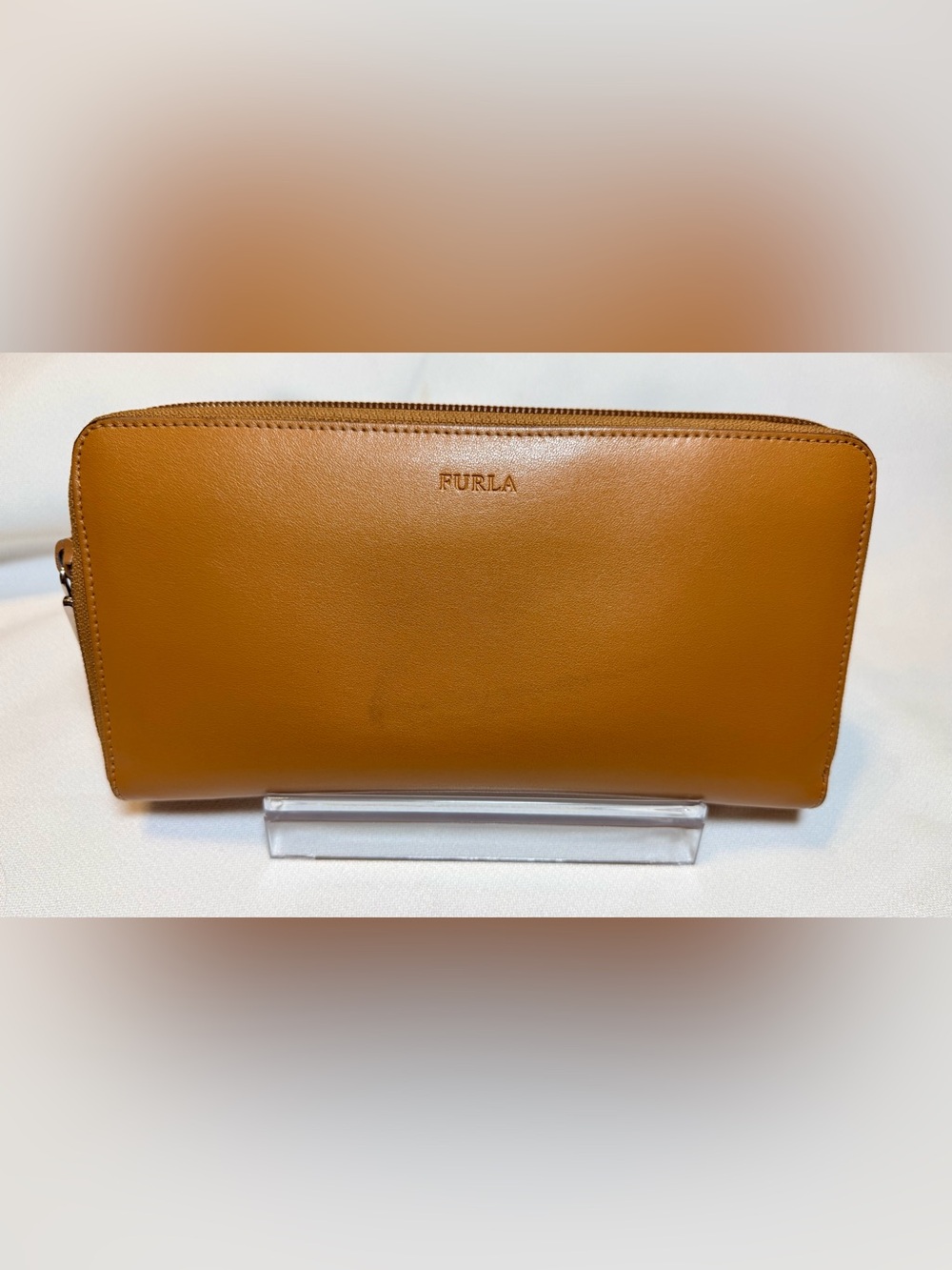 Furla Smooth Leather Zip Wallet - Tan
